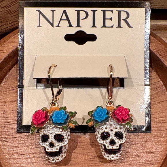 Napier Jewelry - Napier Gold Tone Day of Dead Drop Earrings